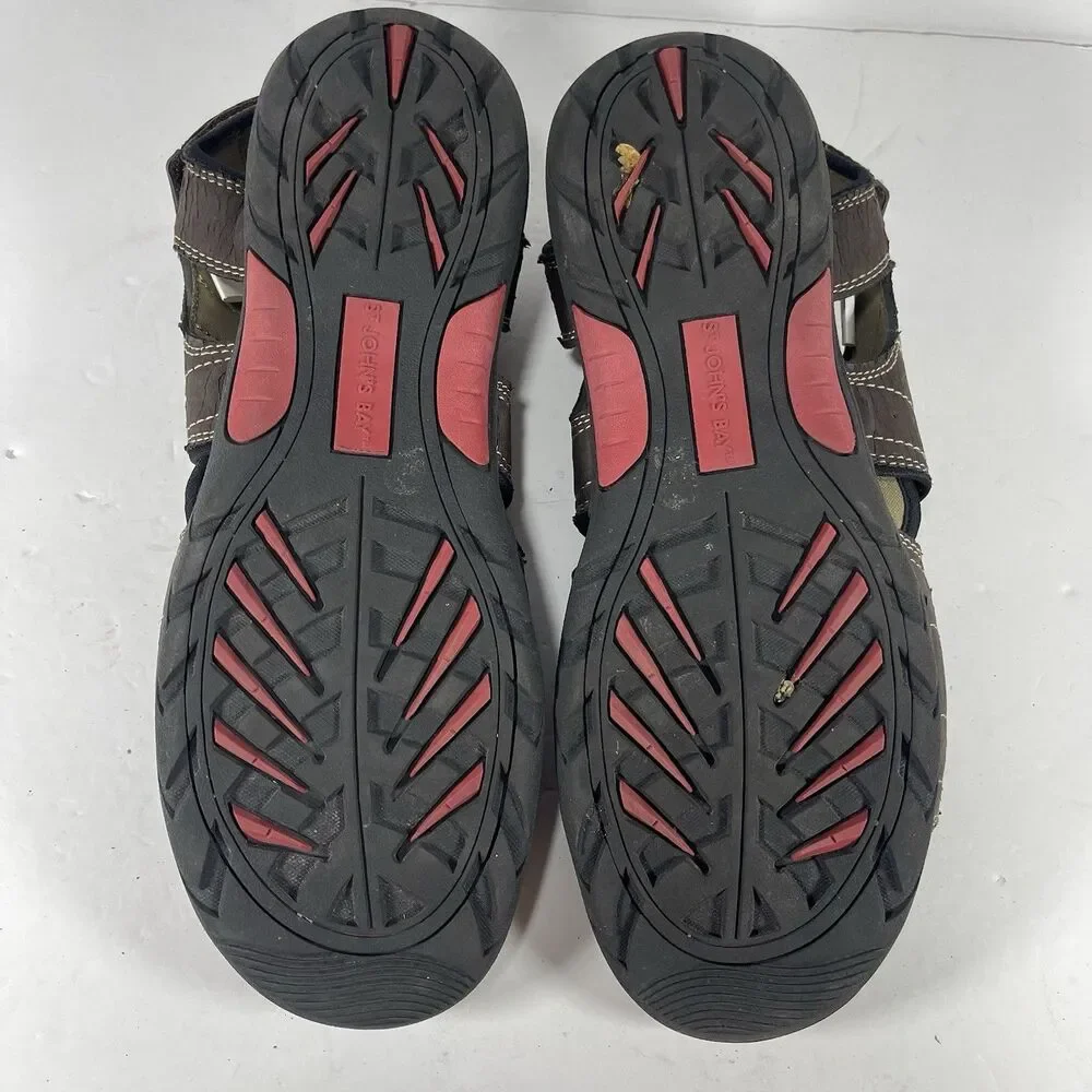 St. John’s Bay Men’s Memory Foam Trail Sandals – Size 12M (Brown/Red)
